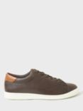 Crew Clothing Leather Lace Up Trainers, Chocolate