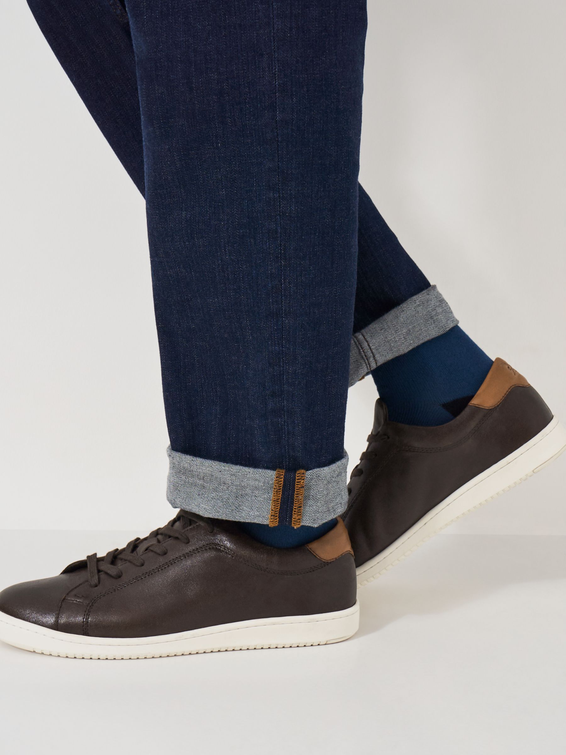 Buy Crew Clothing Leather Lace Up Trainers, Chocolate Online at johnlewis.com