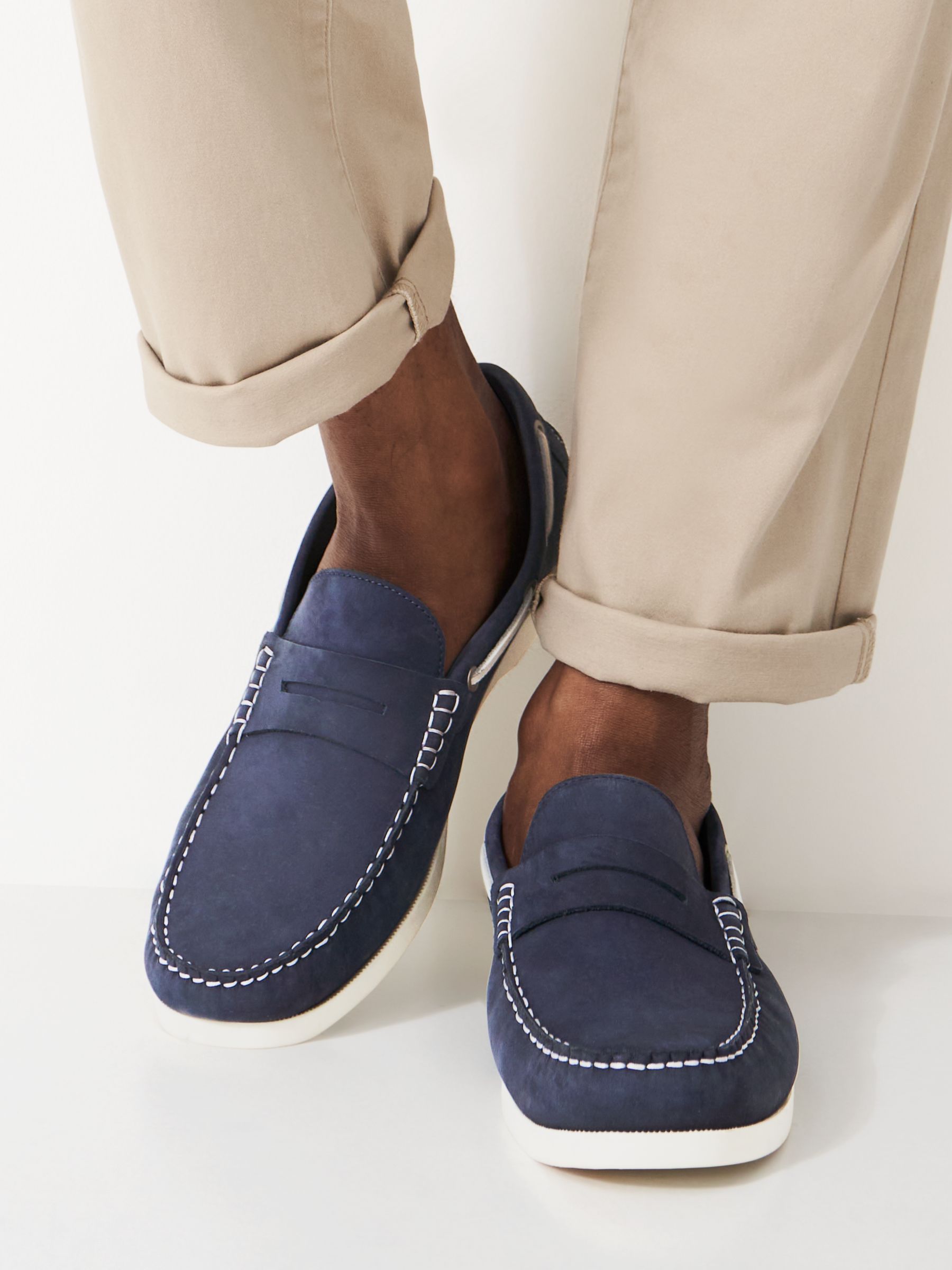 Buy Crew Clothing Slip On Classic Deck Shoes, Navy Blue Online at johnlewis.com