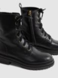 Reiss Jenna Leather Lace Up Boots, Black