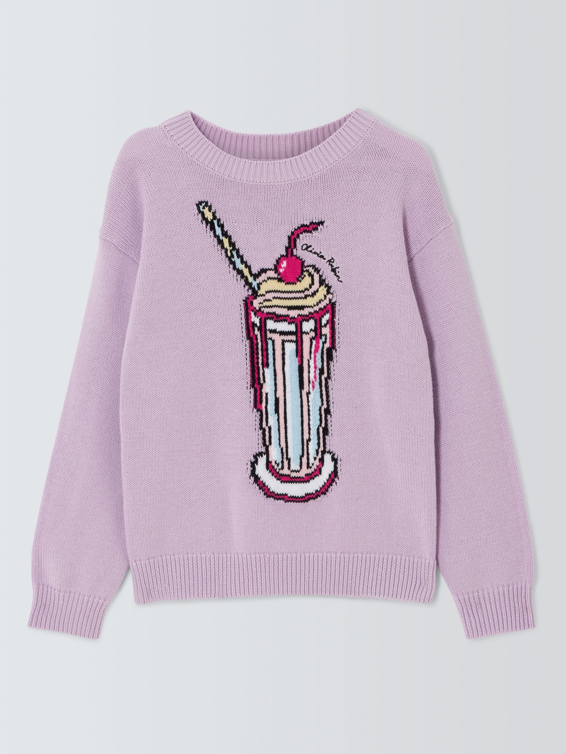 Olivia Rubin Kids' Aria Milkshake Knit Jumper, Lilac/Multi, 12-13 years