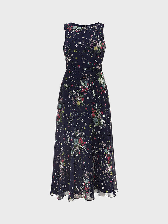 Hobbs Carly Floral Midi Dress, Navy/Multi