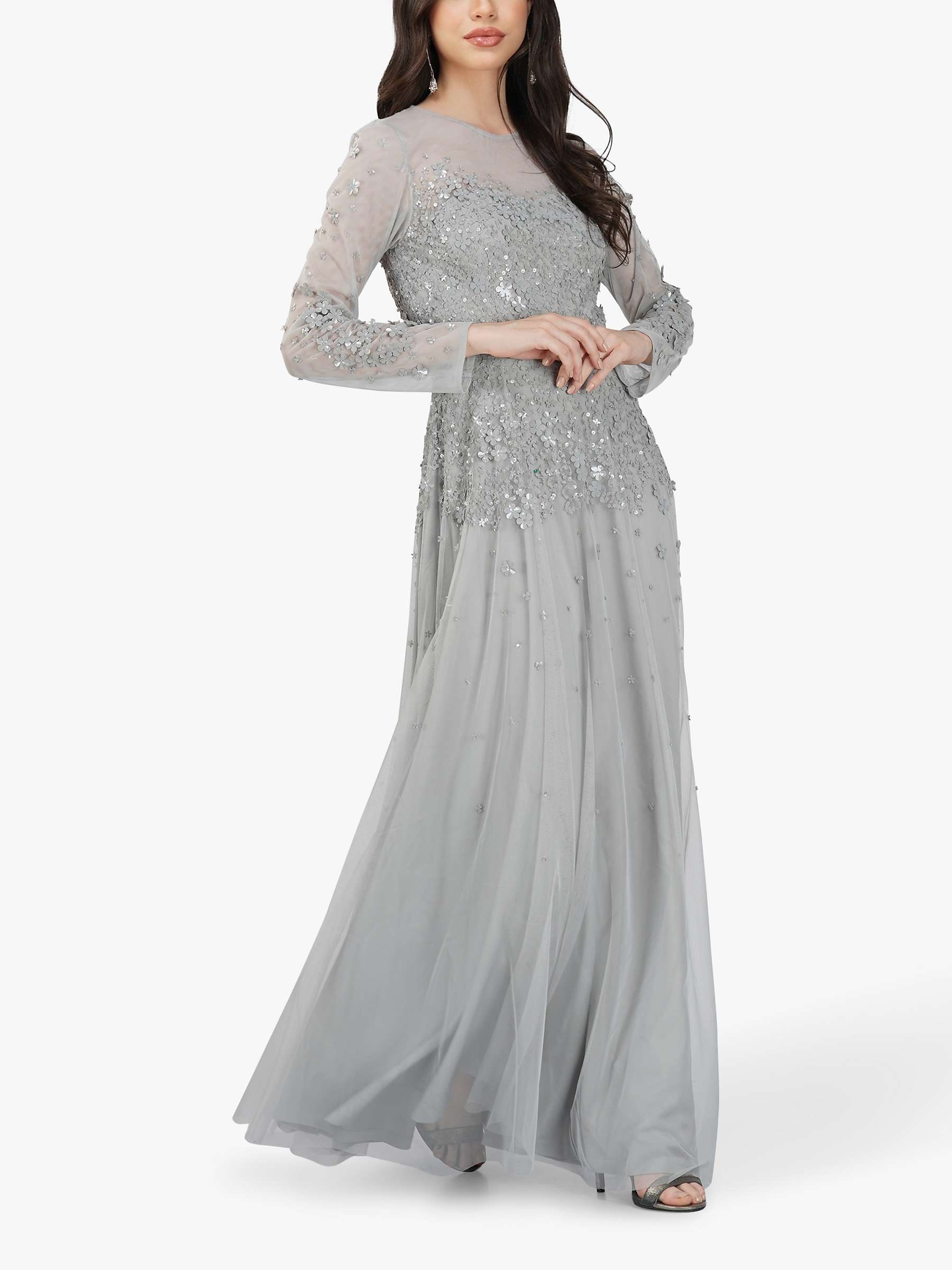 Buy Lace & Beads Luciene Long Sleeve Embellished Maxi Dress Online at johnlewis.com