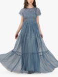 Lace & Beads Marly Embellished Maxi Dress, Dusty Blue