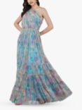 Lace & Beads Roka One Shoulder Maxi Dress, Blue