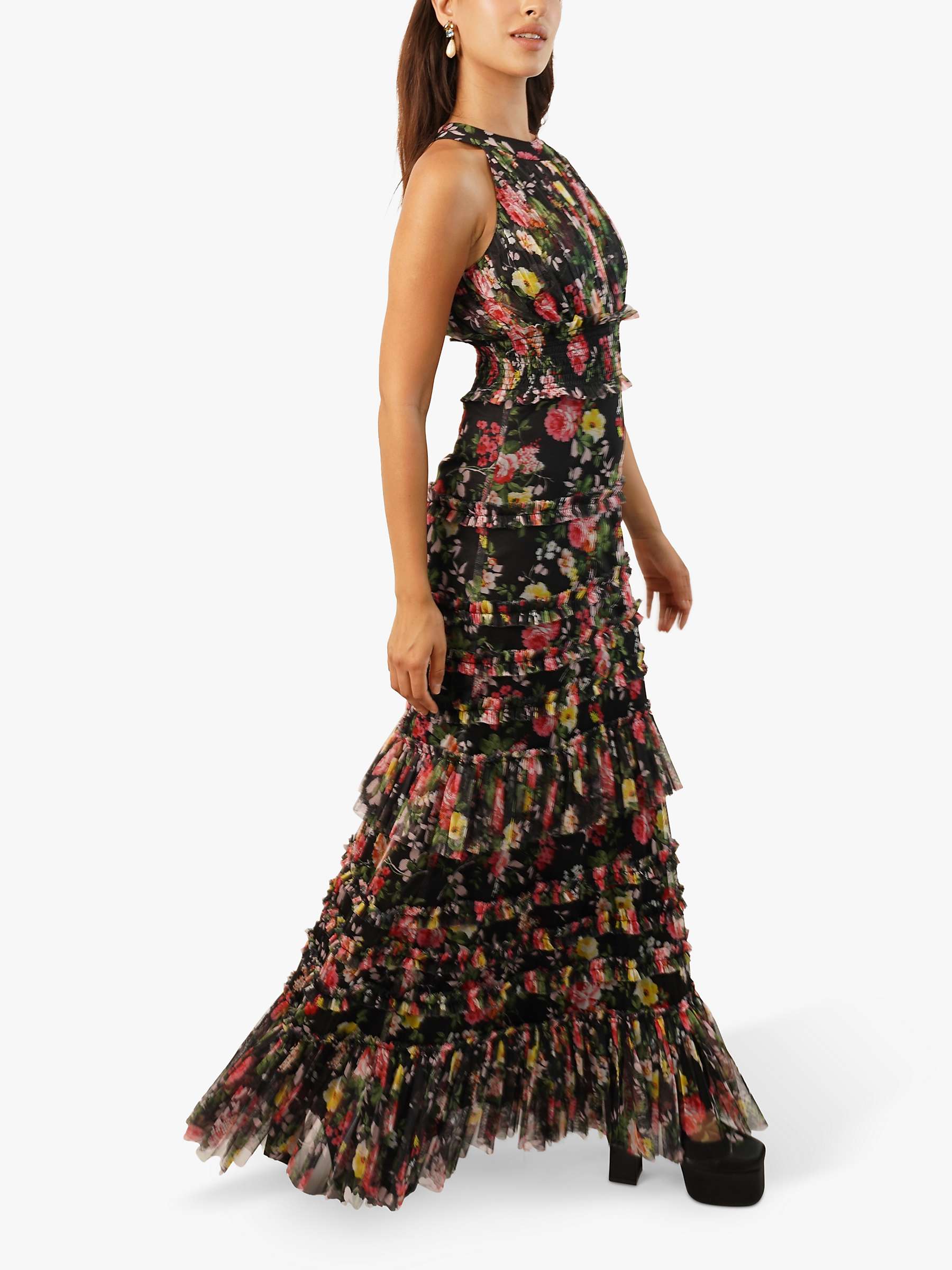Buy Lace & Beads Santiago Floral Maxi Dress, Black Online at johnlewis.com