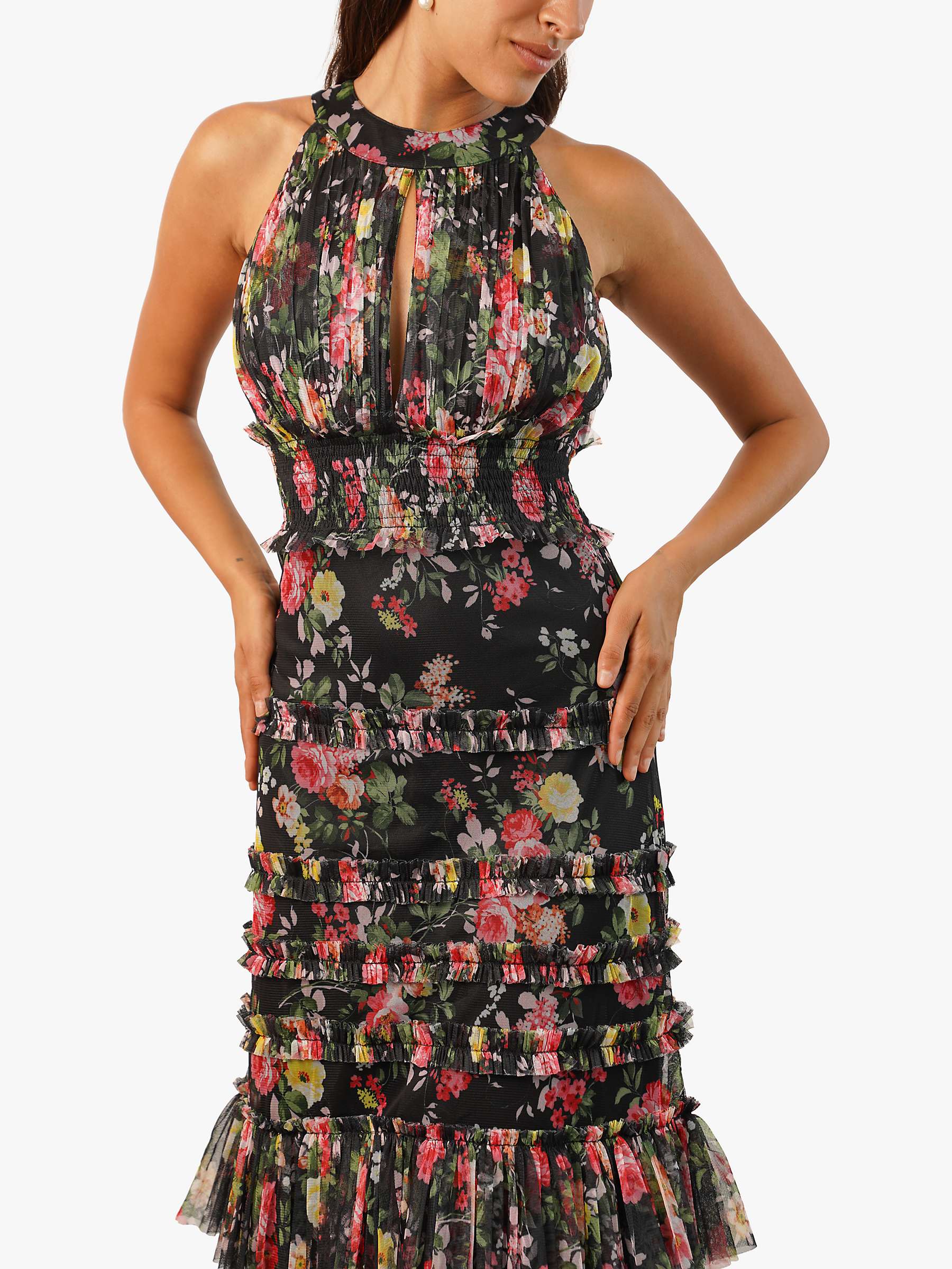 Buy Lace & Beads Santiago Floral Maxi Dress, Black Online at johnlewis.com