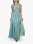 Lace & Beads Picasso Embellished Bodice Maxi Dress, Dusty Blue