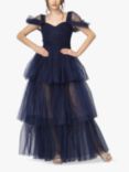 Lace & Beads Sydney Tulle Tiered Maxi Dress, Galactic Cobalt