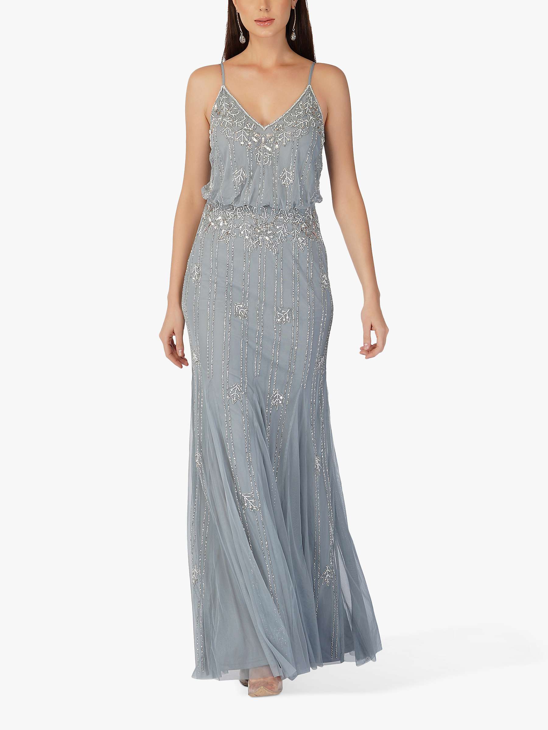 Buy Lace & Beads Keeva Maxi Dress, Blue/Grey Online at johnlewis.com