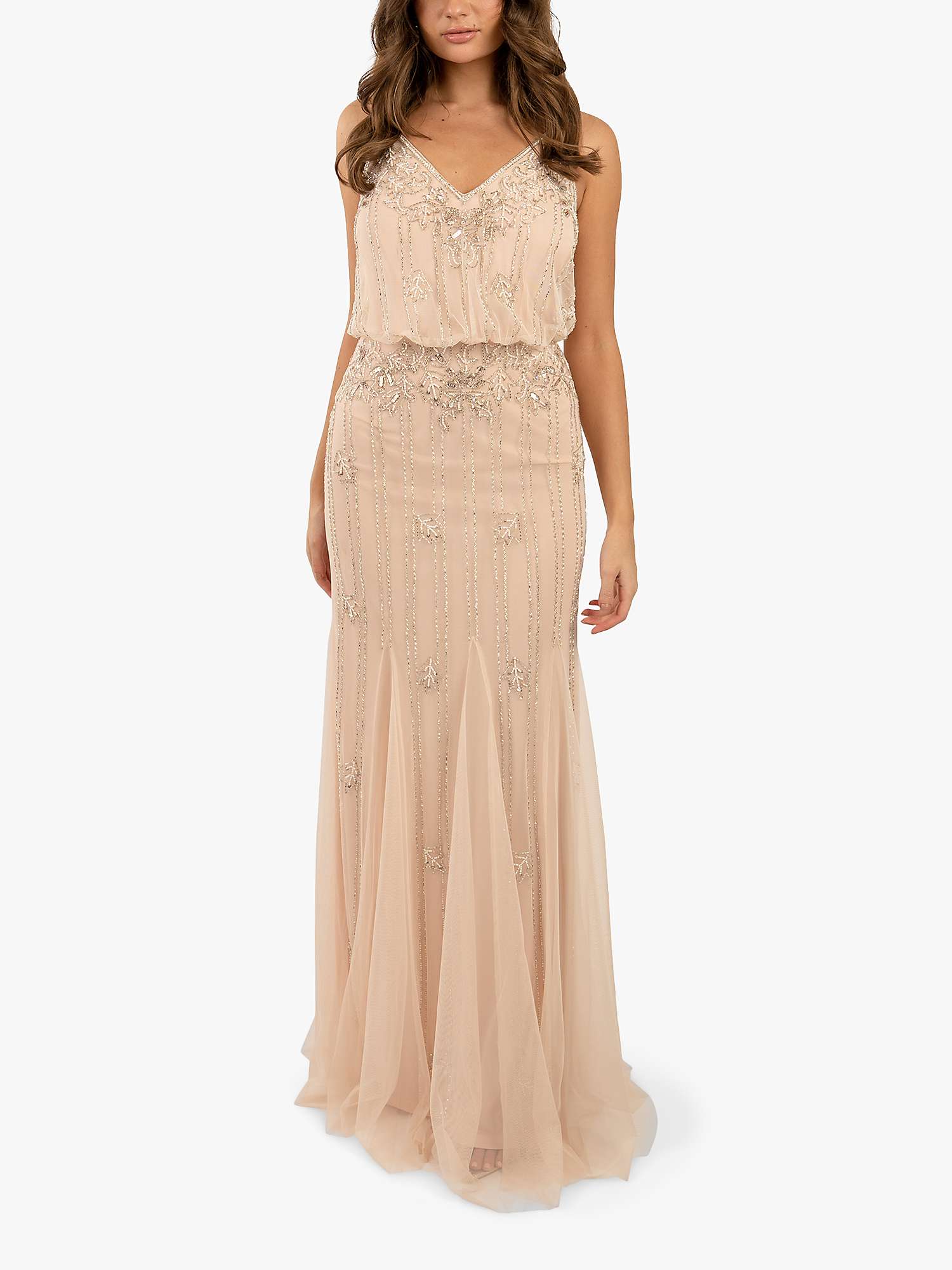 Buy Lace & Beads Keeva V-Neck Maxi Dress, Nude Online at johnlewis.com