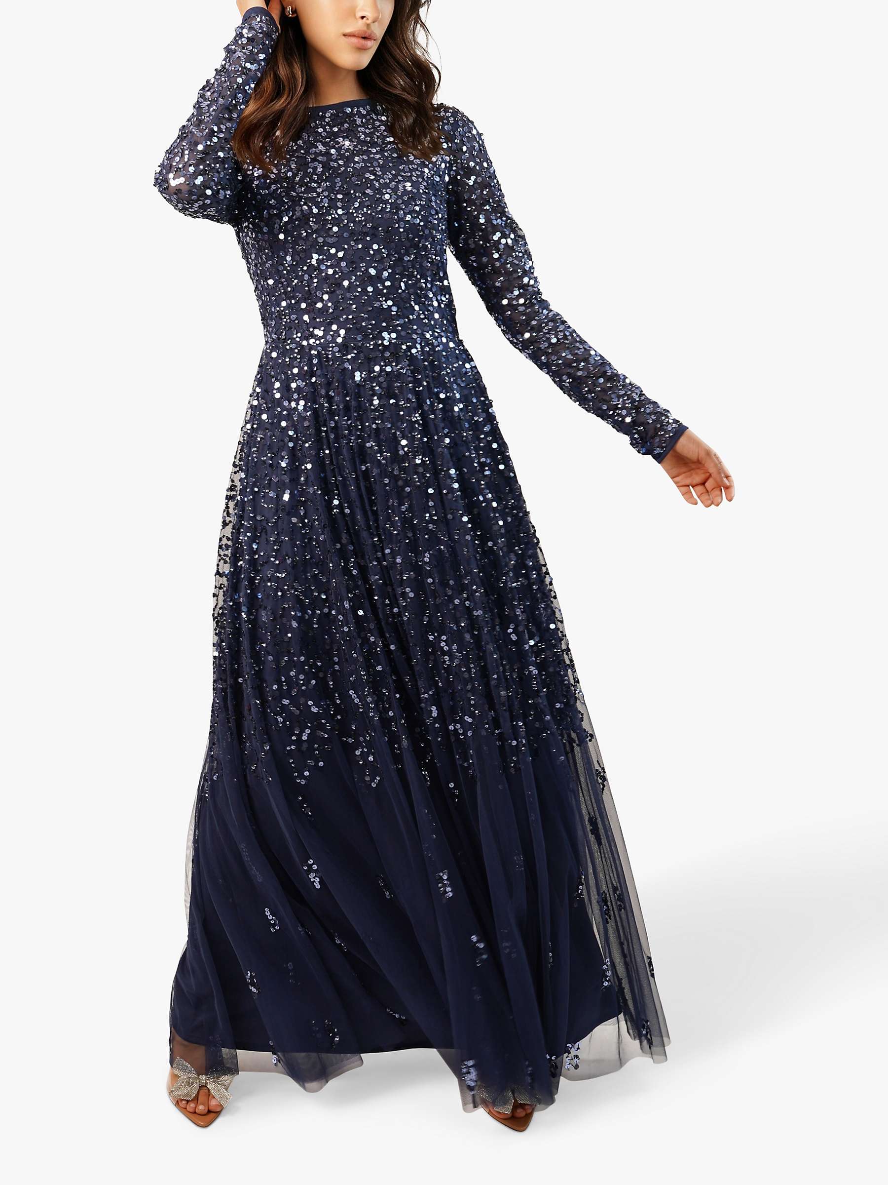 Buy Lace & Beads Sila Embellished Maxi Dress, Navy Online at johnlewis.com