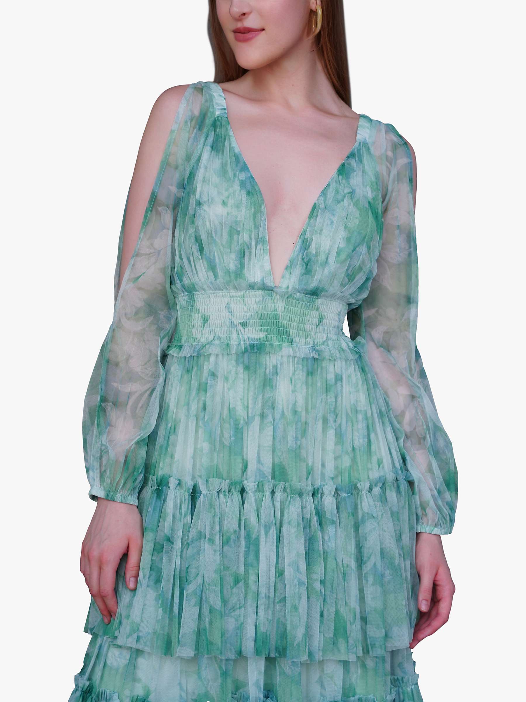 Buy Lace & Beads Selena Abstract Plunge Neck Maxi Dress, Green Online at johnlewis.com