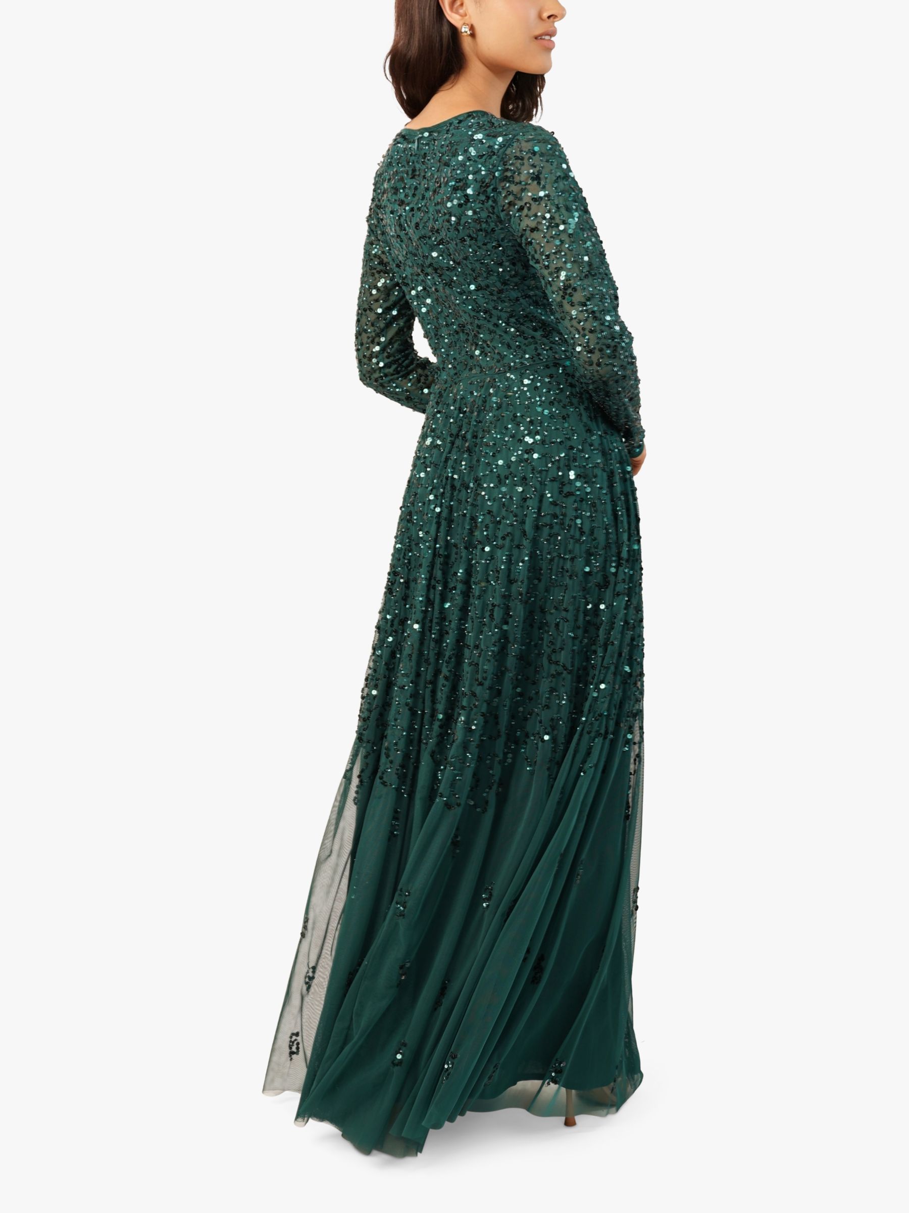 Lace & Beads Sila Embellished Maxi Dress, Emerald Green at John Lewis ...