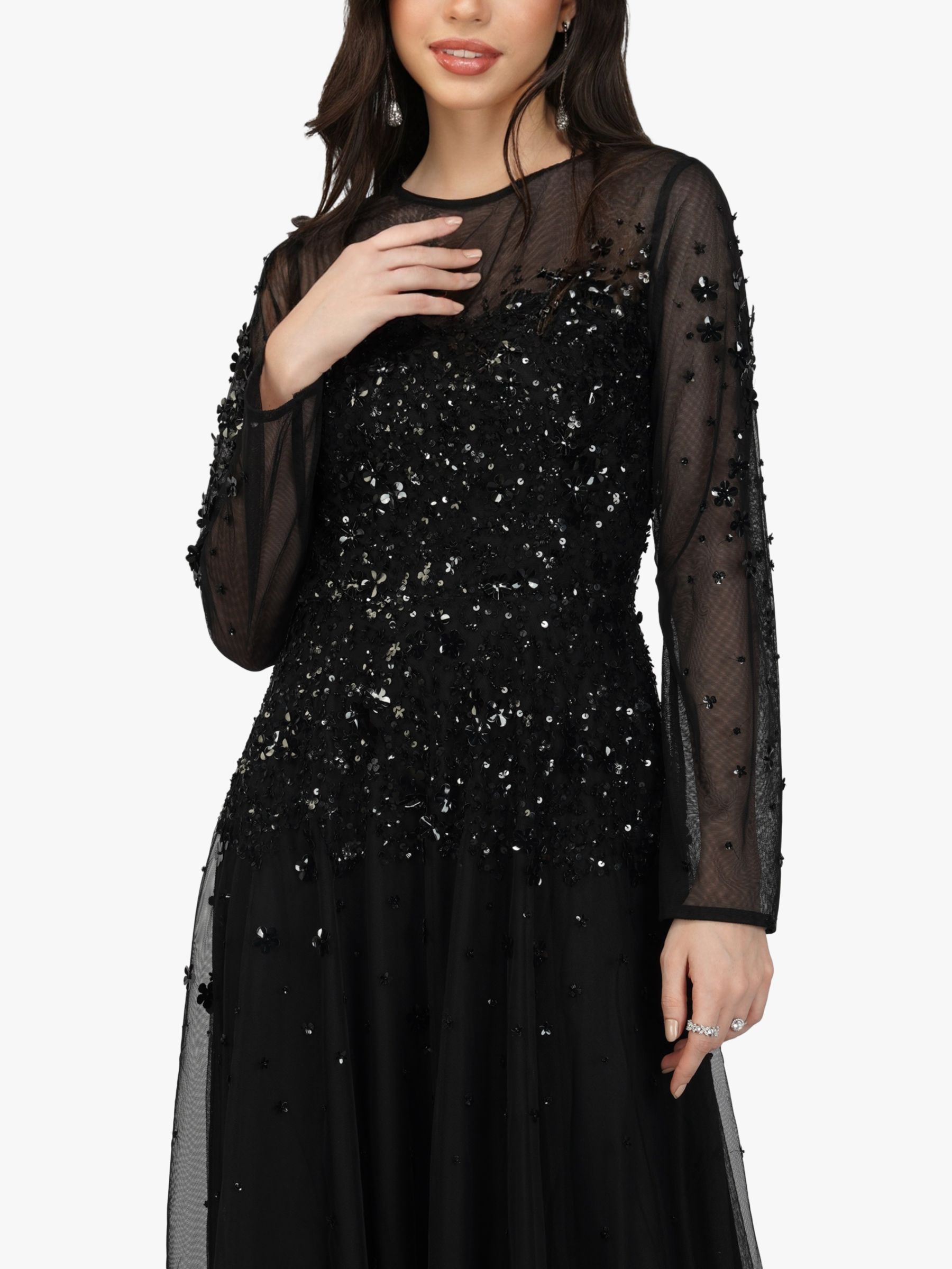 Buy Lace & Beads Luciene Long Sleeve Embellished Maxi Dress Online at johnlewis.com