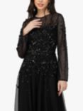 Lace & Beads Luciene Long Sleeve Embellished Maxi Dress, Black
