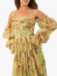 Lace & Beads Saylor Cold Shoulder Floral Maxi Dress, Green