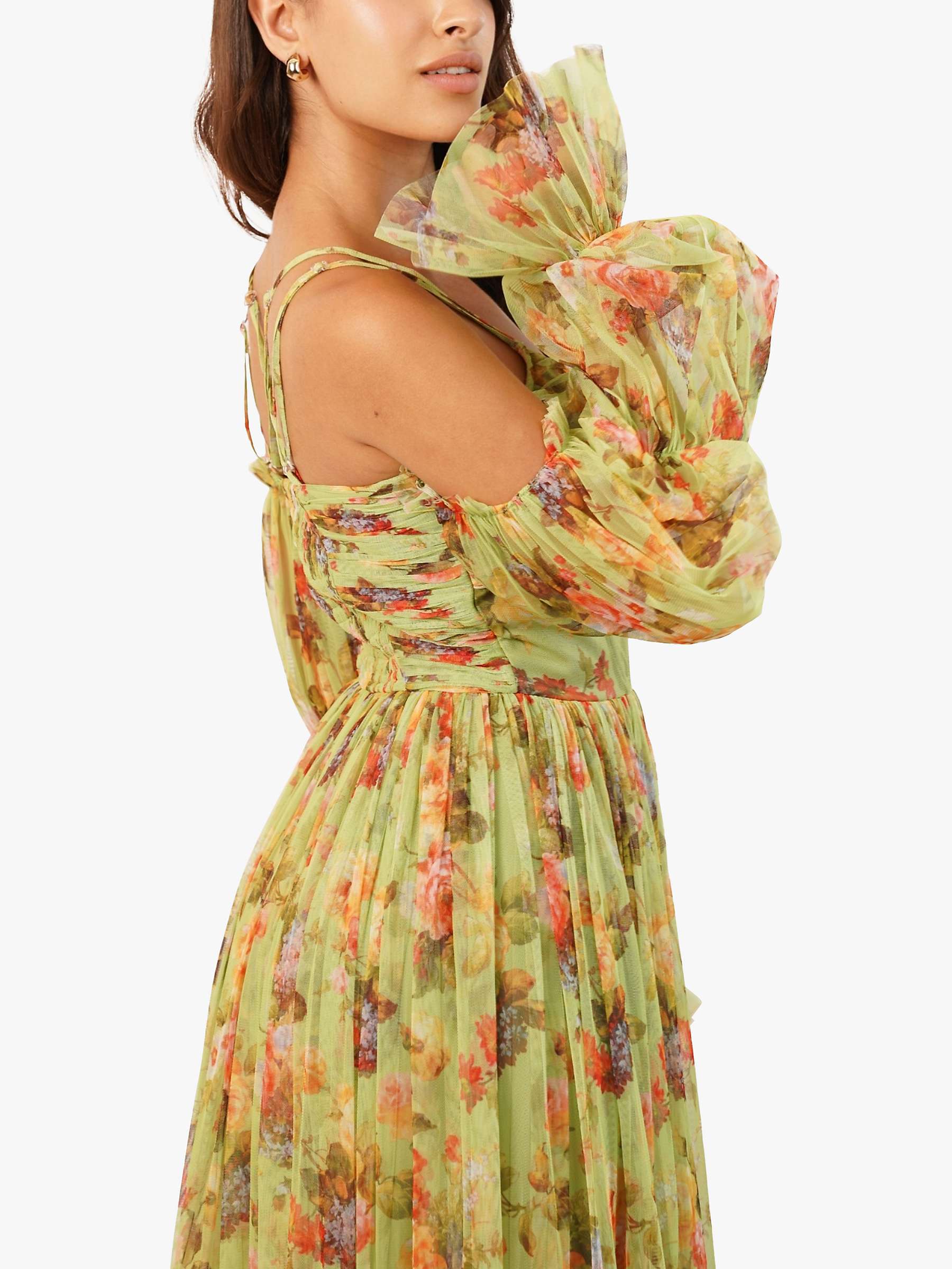 Buy Lace & Beads Saylor Cold Shoulder Floral Maxi Dress, Green Online at johnlewis.com