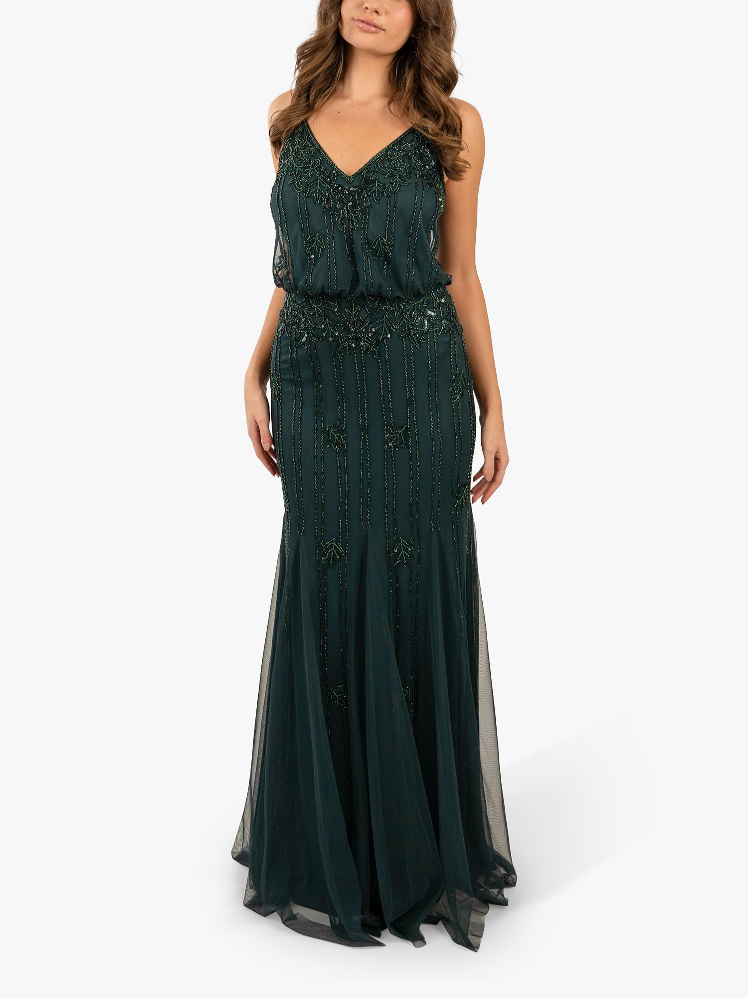 Buy Lace & Beads Keeva Embellished Maxi Dress, Emerald Green Online at johnlewis.com