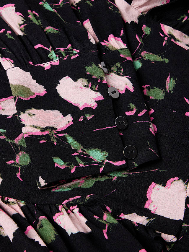 Mint Velvet Floral Shirt Mini Dress, Black