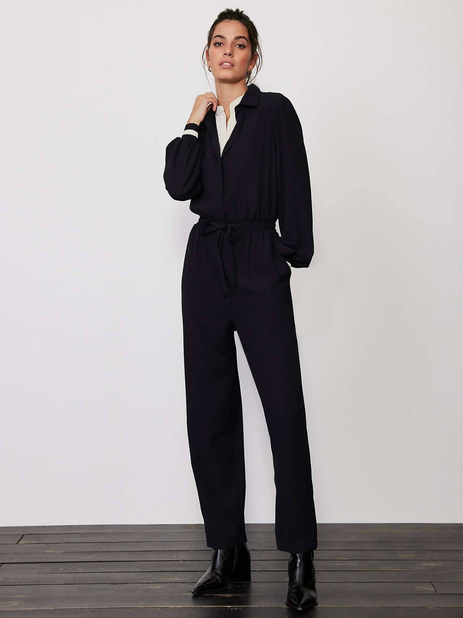 Buy Mint Velvet Layered Look Collar Jumpsuit, Black Online at johnlewis.com