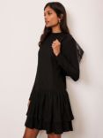 Mint Velvet Crinkle Mini Dress, Black, Black