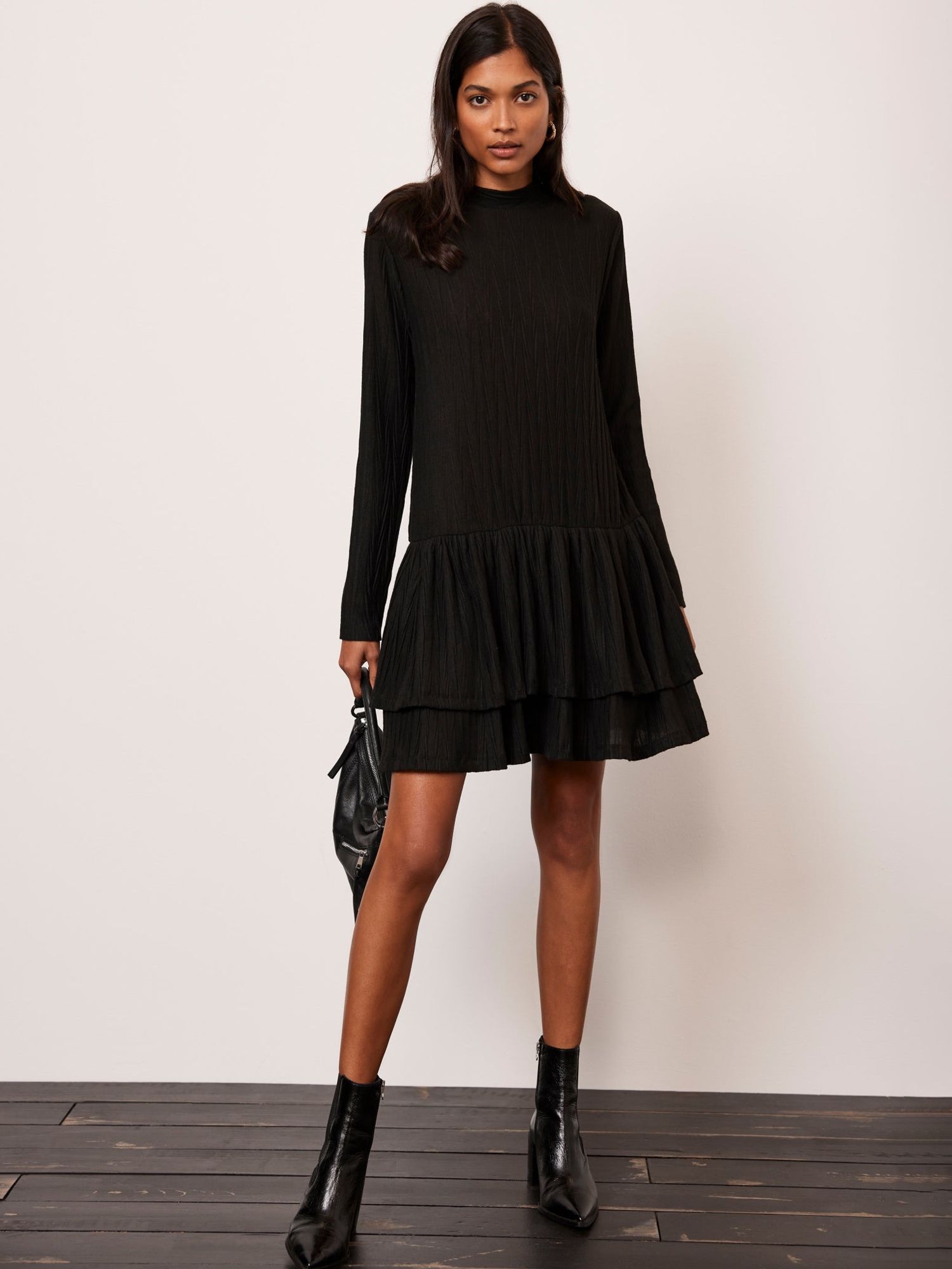 Buy Mint Velvet Crinkle Mini Dress, Black Online at johnlewis.com