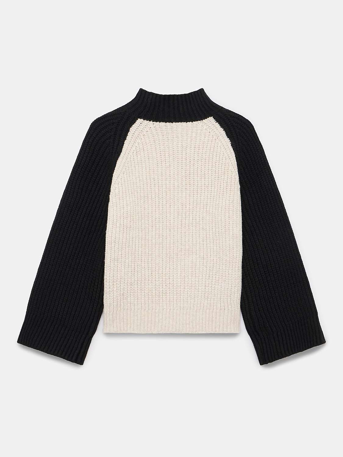 Buy Mint Velvet Ribbed Contrast Sleeve Wool Blend Knit Jumper, Cream/Black Online at johnlewis.com