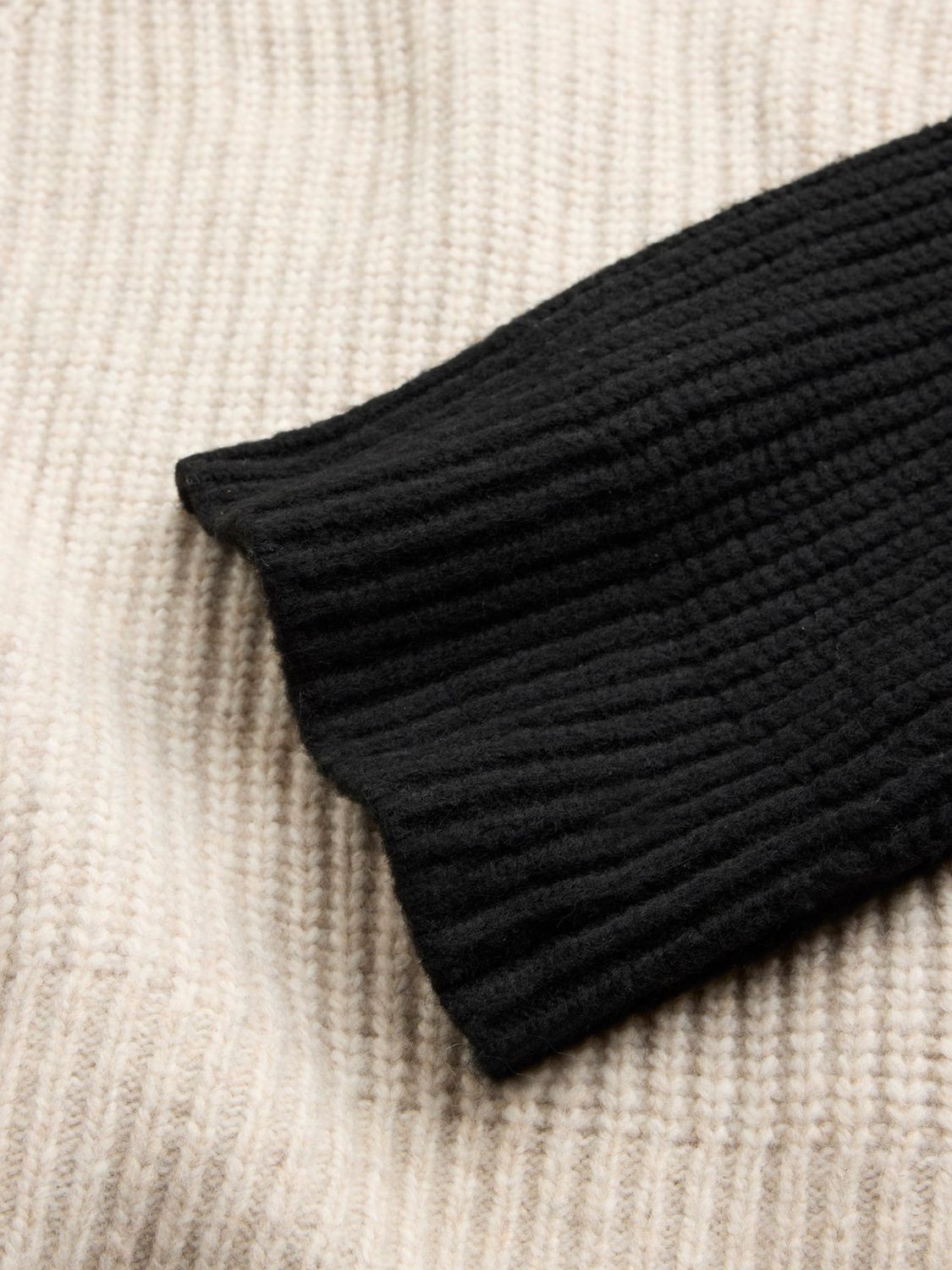 Buy Mint Velvet Ribbed Contrast Sleeve Wool Blend Knit Jumper, Cream/Black Online at johnlewis.com