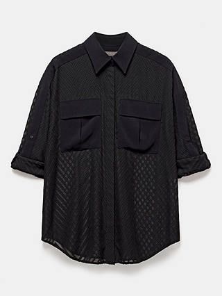 Mint Velvet Jacquard Zig Zag Shirt, Black