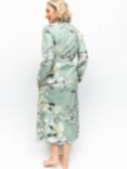 Cyberjammies Julia Floral Print Long Dressing Gown, Sage Green/Multi