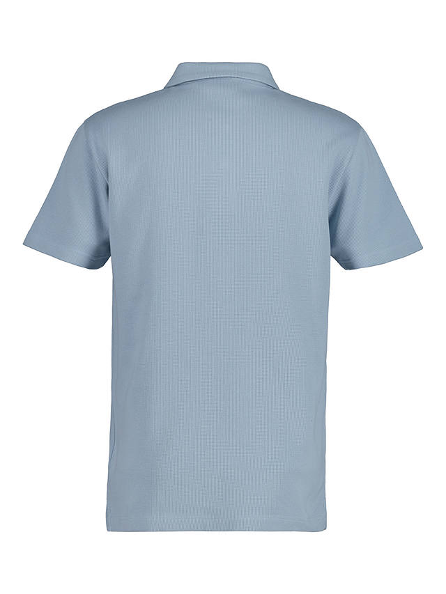 GANT Waffle Texture Short Sleeve Polo Shirt, Dove Blue