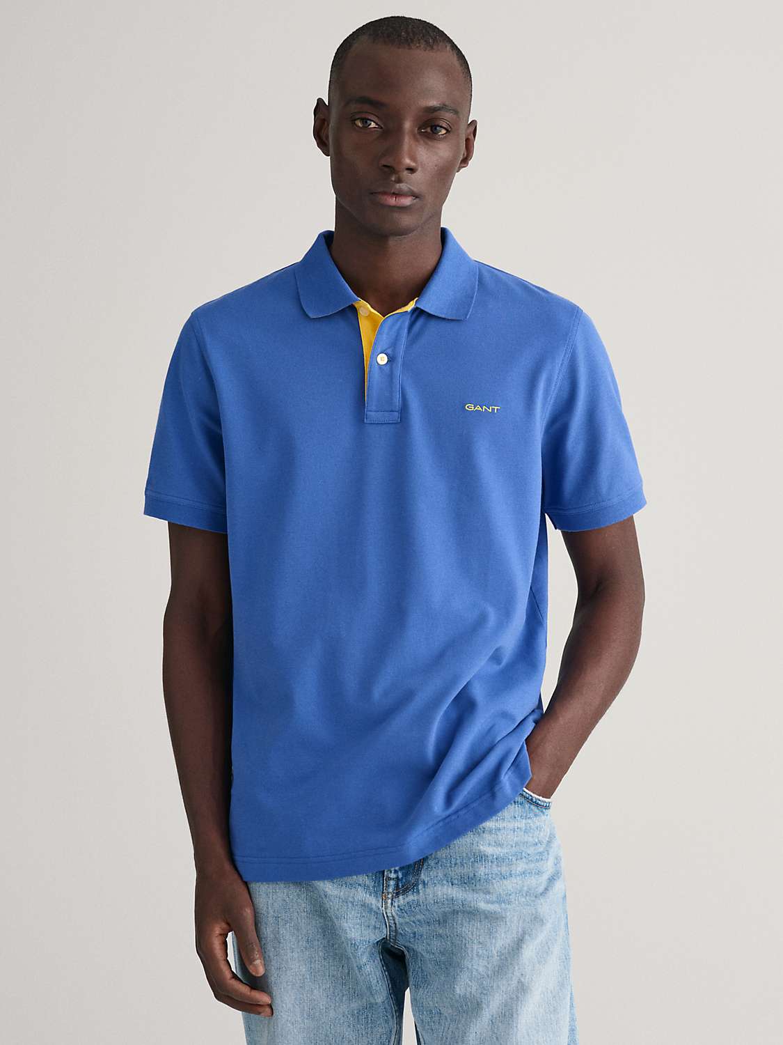 Buy GANT Embroidered Logo Polo Top, Blue Online at johnlewis.com