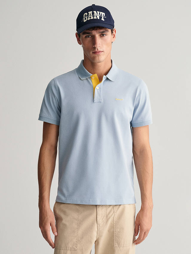 GANT Contrast Pique Polo Shirt, Dove Blue