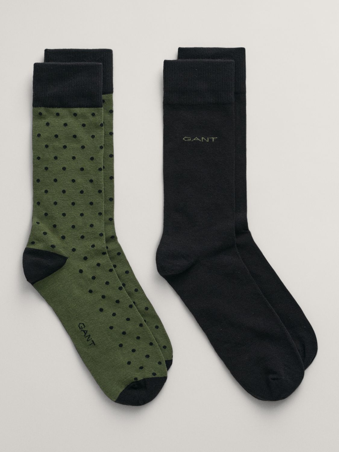 Buy GANT Combed Cotton Socks, Pack of 2, Green/Black Online at johnlewis.com
