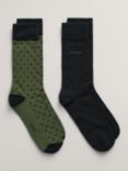 GANT Combed Cotton Socks, Pack of 2, Green/Black