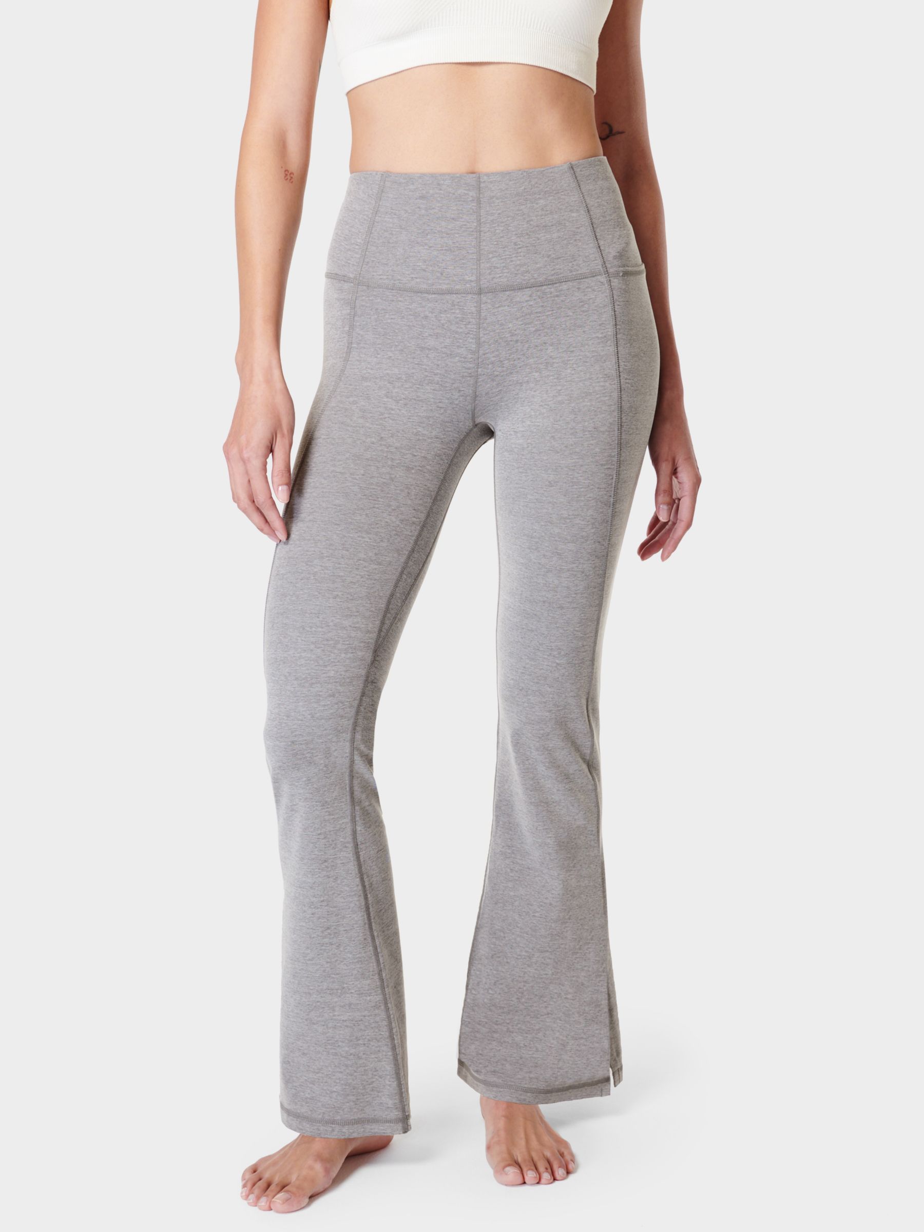 Sweaty Betty Super Soft 30 Flare Yoga Trousers, Medium Grey Marl