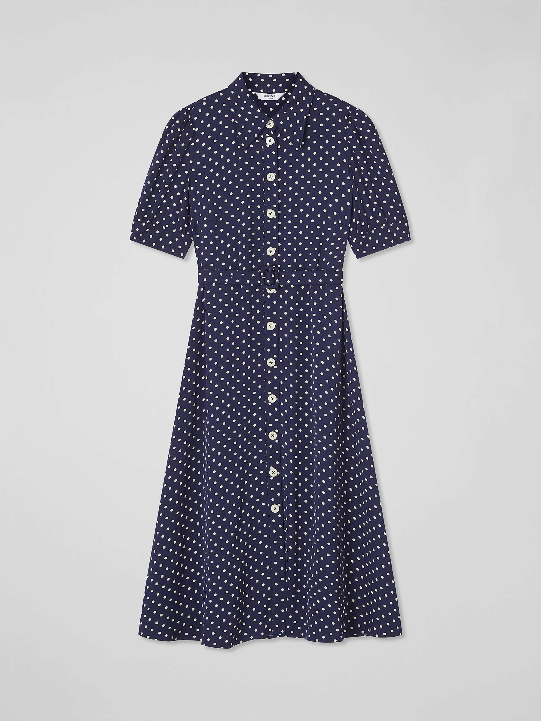 Buy L.K.Bennett Valerie Spot Print Shirt Midi Dress, Navy/Cream Online at johnlewis.com