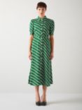 L.K.Bennett Valerie Geometric Print Shirt Midi Dress, Green/Multi