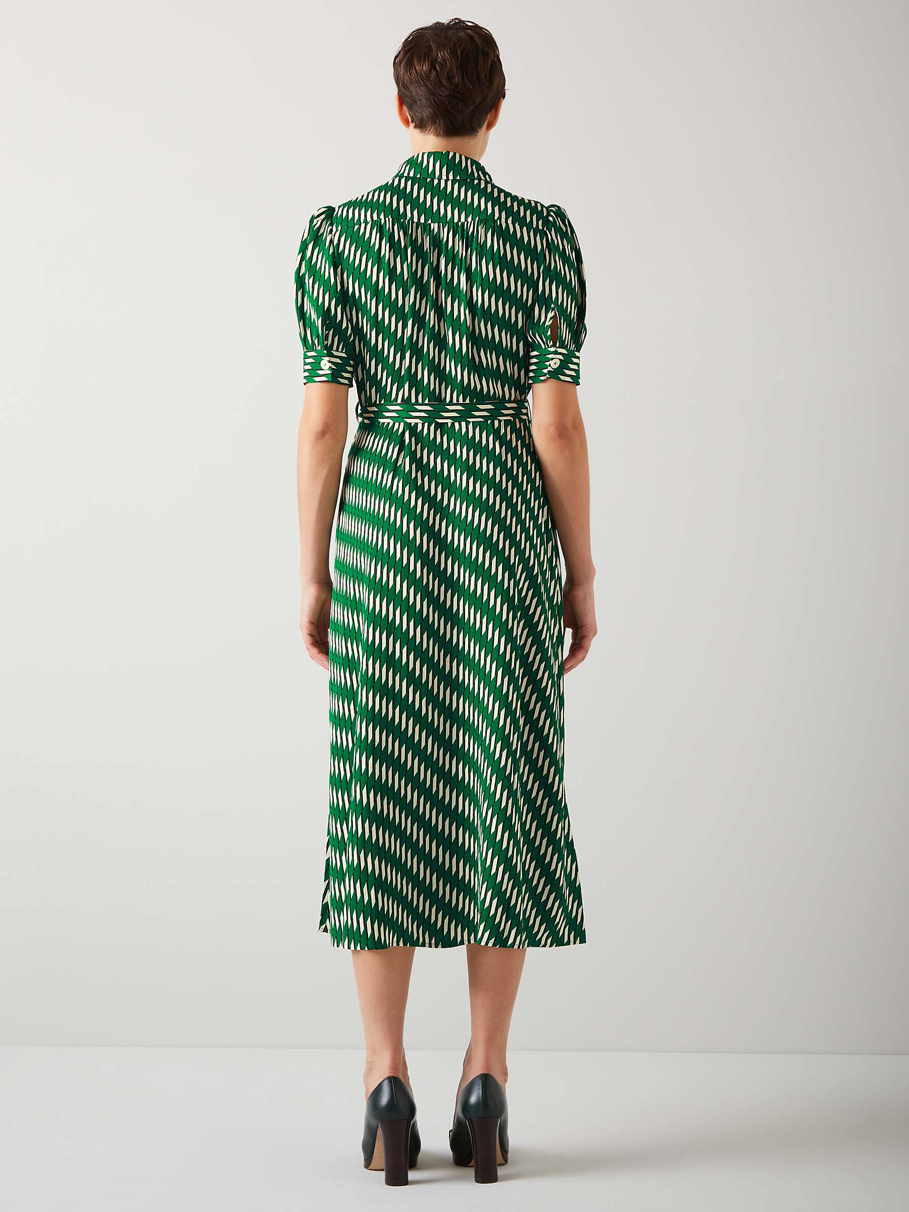 Buy L.K.Bennett Valerie Geometric Print Shirt Midi Dress, Green/Multi Online at johnlewis.com