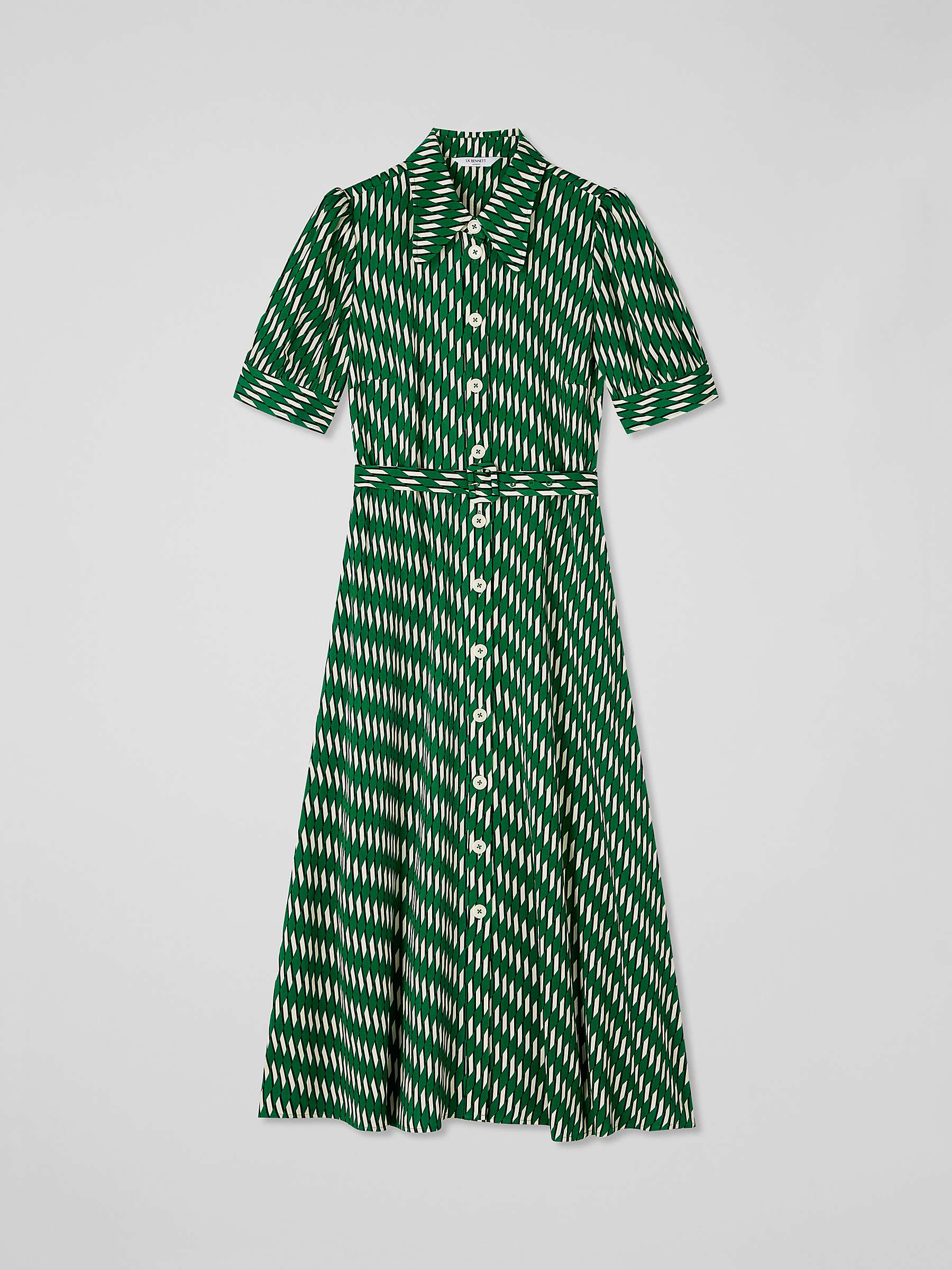 Buy L.K.Bennett Valerie Geometric Print Shirt Midi Dress, Green/Multi Online at johnlewis.com