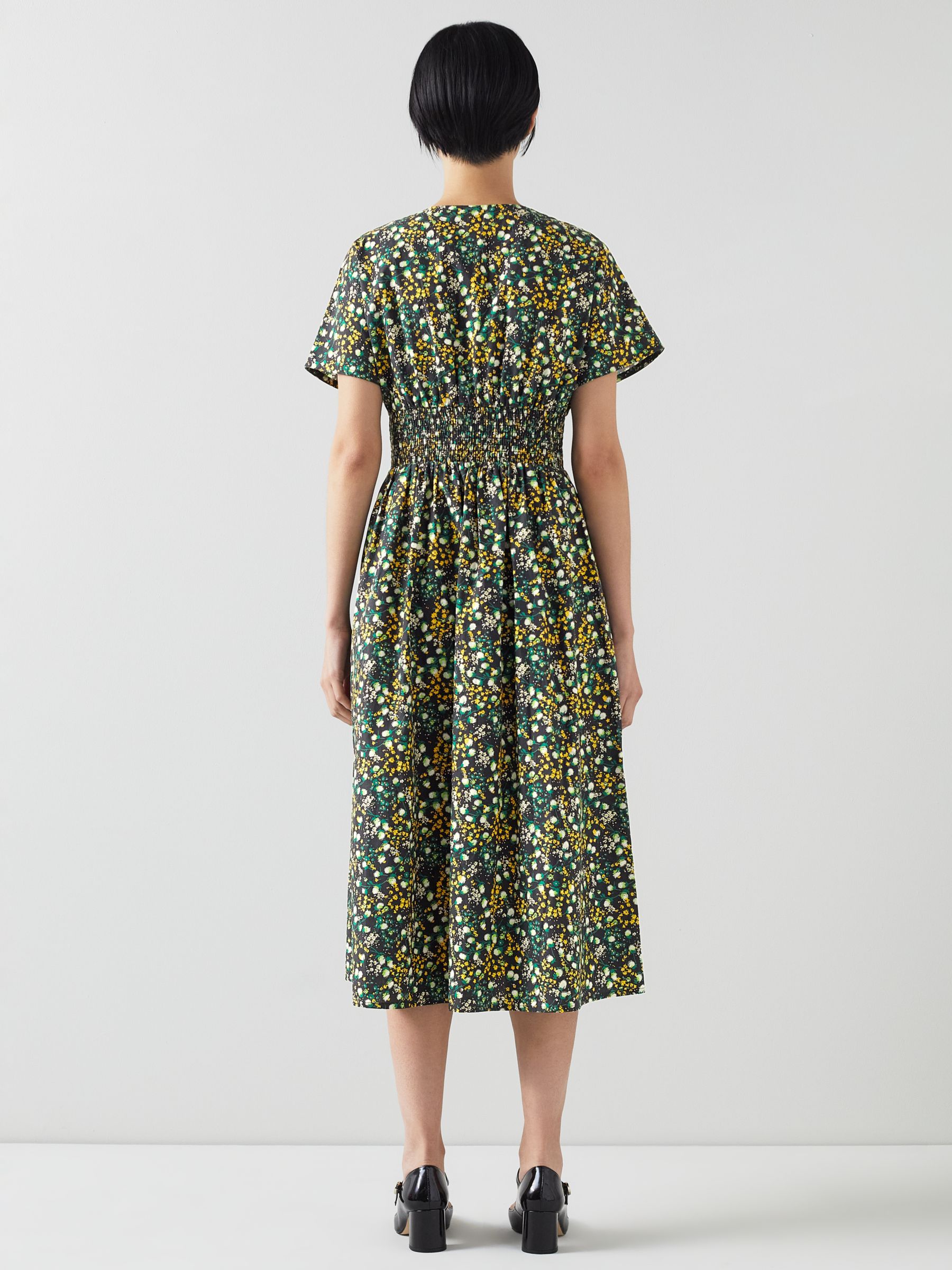 L.K.Bennett Eva Cotton Midi Dress, Multi, 16