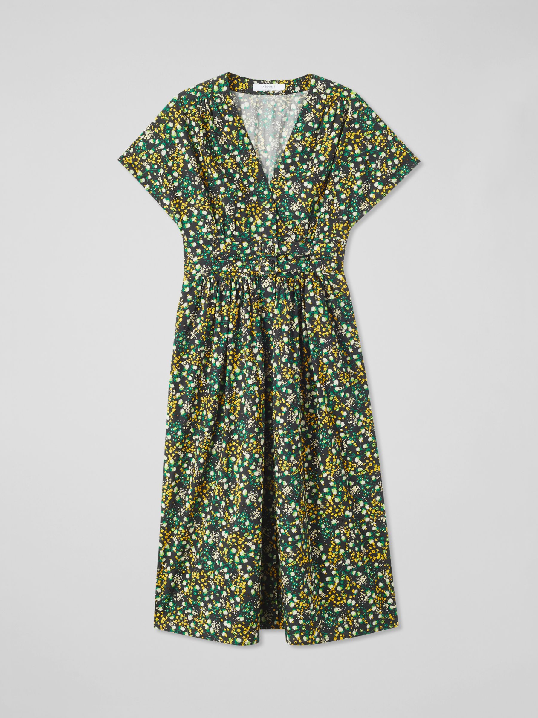 L.K.Bennett Eva Cotton Midi Dress, Multi, 16