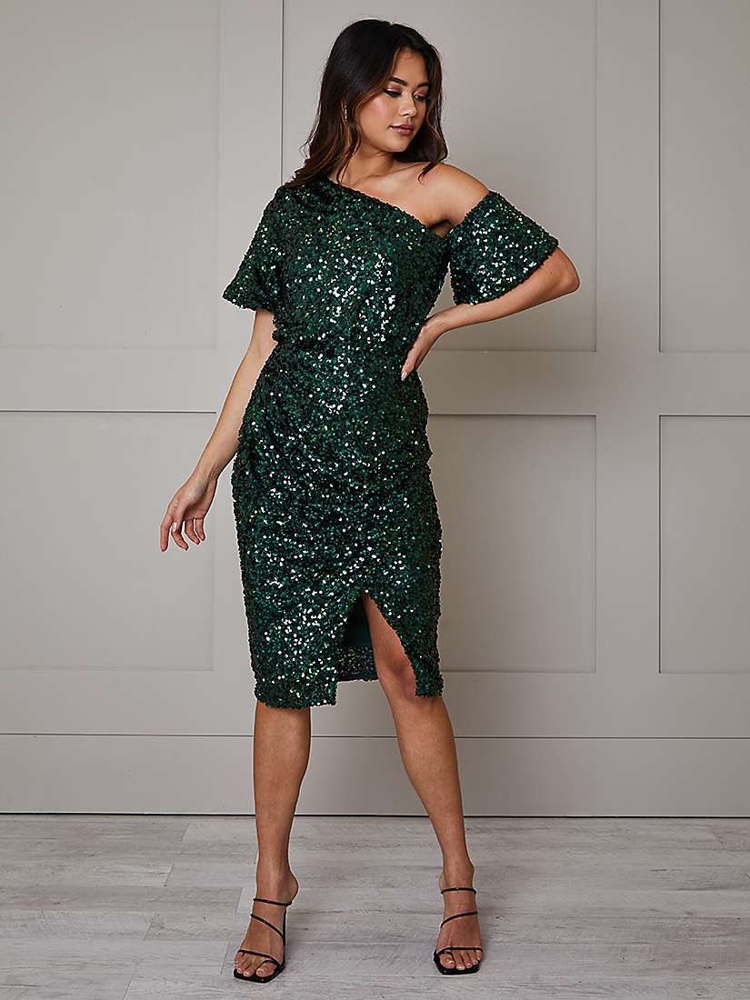 Buy Chi Chi London Sequin Midi Dress, Green Online at johnlewis.com