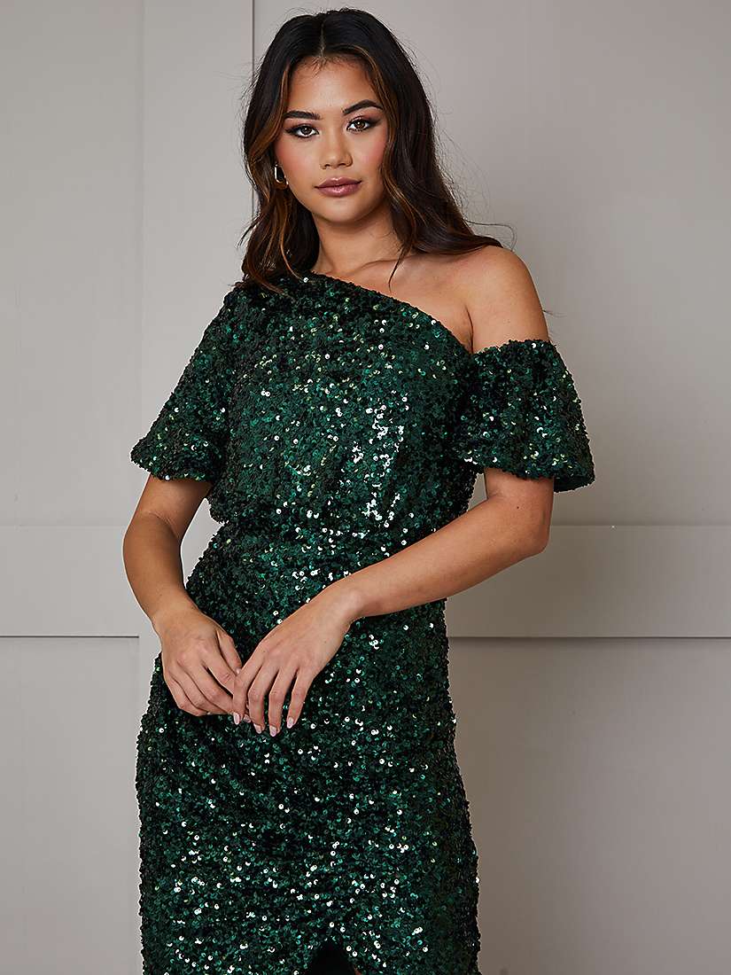 Buy Chi Chi London Sequin Midi Dress, Green Online at johnlewis.com