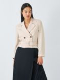 Theory Cropped Double Breasted Jacket, Pumice, Pumice