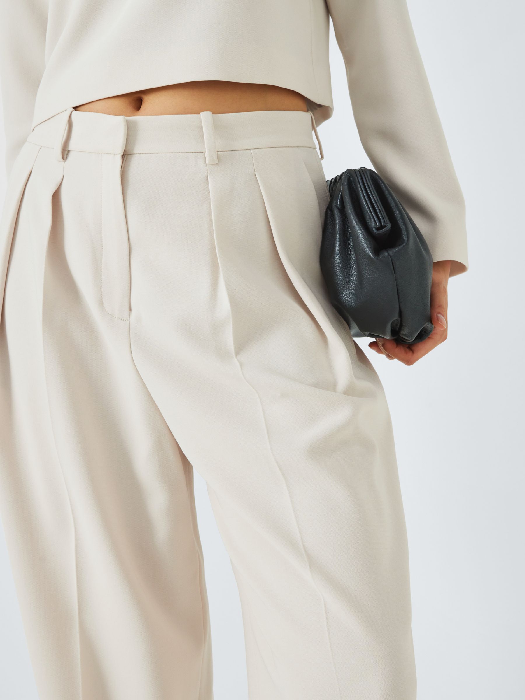 Theory Double Pleat Tailored Trousers, Pumice at John Lewis & Partners