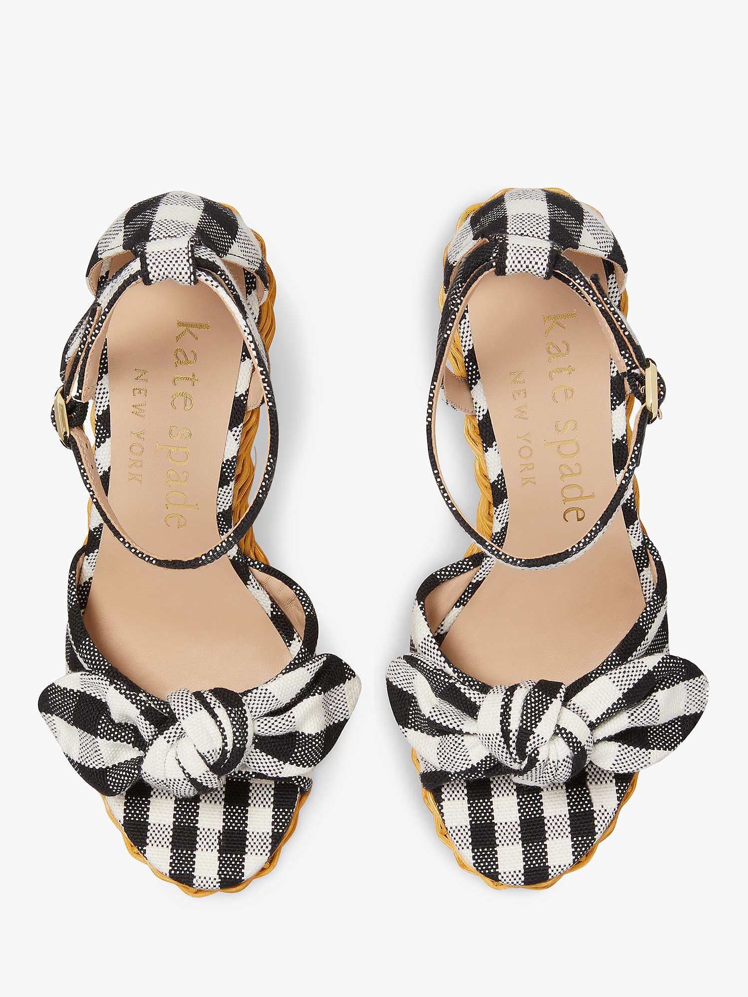 Buy kate spade new york Tianna Wicker Wedge Heel Sandals, Black/Cream Online at johnlewis.com