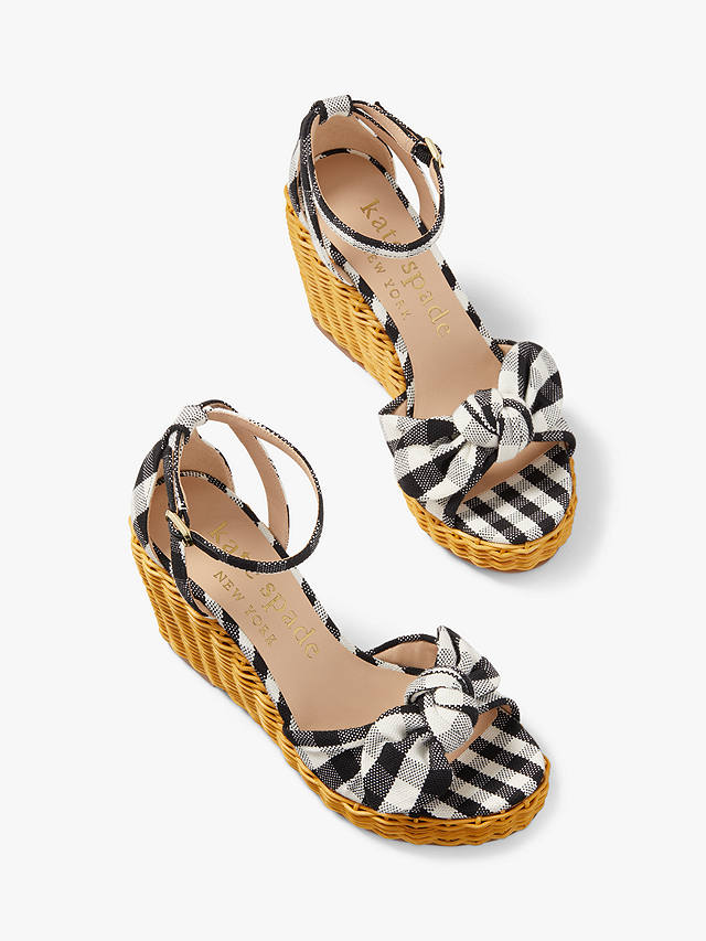 kate spade new york Tianna Wicker Wedge Heel Sandals, Black/Cream