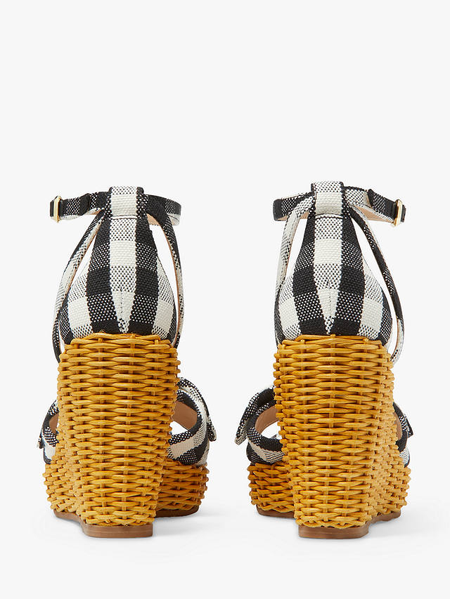 kate spade new york Tianna Wicker Wedge Heel Sandals, Black/Cream